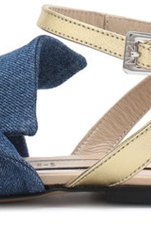 Текстильные сандалии с кожаным ремешком и бантом No. 21 №21 54606/36-41 вариант 2 купить с доставкой