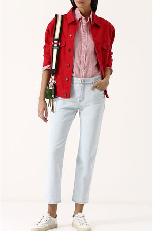 Льняная блуза прямого кроя в полоску Polo Ralph Lauren Polo Ralph Lauren 211697463 вариант 2