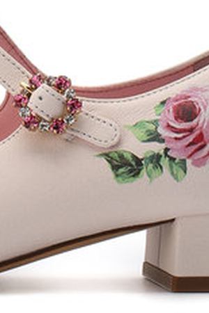Кожаные туфли на ремешке с декоративными кристаллами Dolce & Gabbana Dolce & Gabbana D10537/AM245/29-36