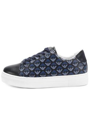 Кожаные кеды с принтом Armani Junior Armani Junior  405529/7A100/28-34 вариант 2 купить с доставкой