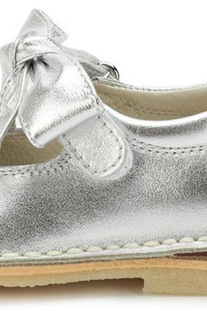 Туфли из металлизированной кожи с бантом и застежкой велькро Il Gufo Il Gufo G202/VITELL0 LAMINAT/18-22