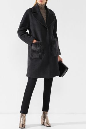 Пальто из смеси шерсти и кашемира с меховыми карманами Weill Weill 194013 купить с доставкой