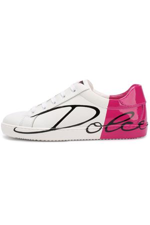 Кожаные кеды на шнуровке с контрастной отделкой Dolce & Gabbana Dolce & Gabbana D10602/AI053/29-36