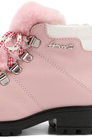 Кожаные ботинки на шнуровке с меховой отделкой Simonetta Simonetta 58240/18-27