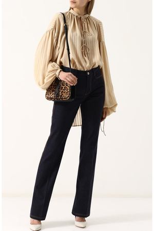 Шелковая блуза свободного кроя с воротником-стойкой Saint Laurent Saint Laurent 520481/Y200S