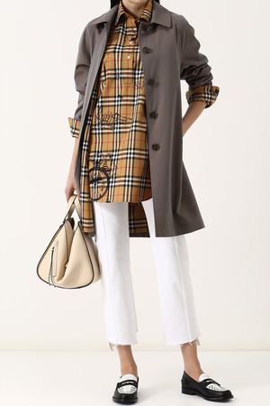 Однотонное хлопковое пальто прямого кроя Burberry Burberry 4073797