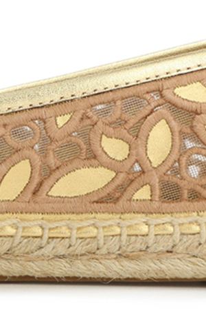 Эспадрильи с вышивкой TORY BURCH Tory Burch 51158750/плетение/ Золотистый купить с доставкой