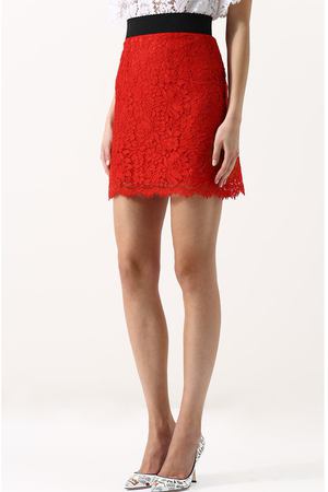 Кружевная мини-юбка с контрастным поясом Dolce & Gabbana Dolce & Gabbana F4A7QT/HLMQQ купить с доставкой