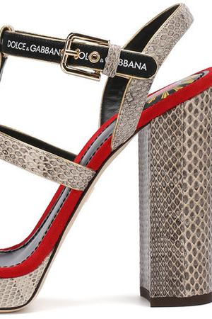 Босоножки Keira из кожи змеи на устойчивом каблуке Dolce & Gabbana Dolce & Gabbana CR0562/AN783 купить с доставкой