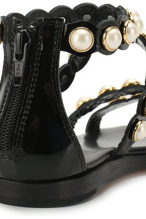 Кожаные сандалии с ремешком и жемчужинами Gallucci Gallucci J10026AM053999- вариант 2 купить с доставкой