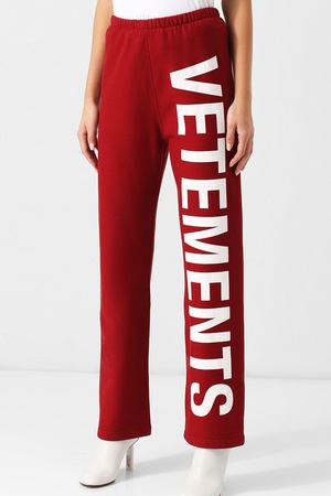 Хлопковые брюки с логотипом бренда Vetements Vetements WAH19PA107