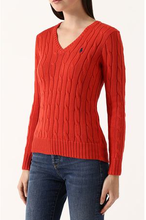 Пуловер фактурной вязки с логотипом бренда Polo Ralph Lauren Polo Ralph Lauren 211580008 вариант 2 купить с доставкой