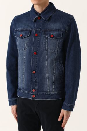 Джинсовая куртка на пуговицах с потертостями Kiton Kiton UW0374V08P1401007 вариант 2 купить с доставкой