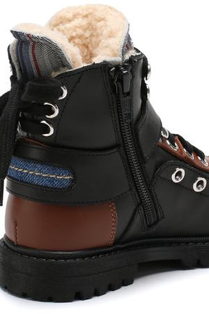 Кожаные ботинки на шнуровке с внутренней меховой отделкой Dsquared2 Dsquared2 57200/28-35