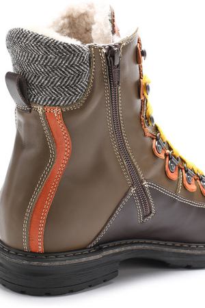 Кожаные ботинки с контрастными вставками и внутренней отделкой из меха Dsquared2 Dsquared2 51704/36-41
