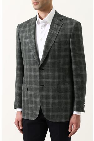 Однобортный пиджак из смеси шерсти и шелка со льном Brioni Brioni RG0J0L/P7AR8/BRUNIC0/2 купить с доставкой