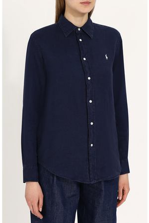 Однотонная льняная блуза свободного кроя Polo Ralph Lauren Polo Ralph Lauren 211697460 вариант 2 купить с доставкой