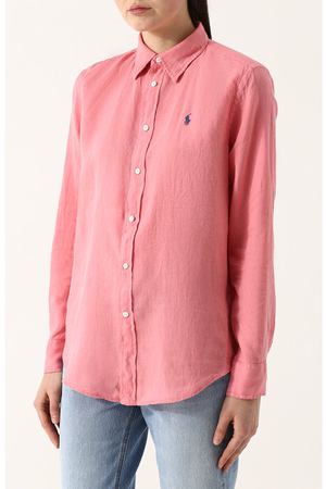 Однотонная льняная блуза свободного кроя Polo Ralph Lauren Polo Ralph Lauren 211697460 вариант 3 купить с доставкой