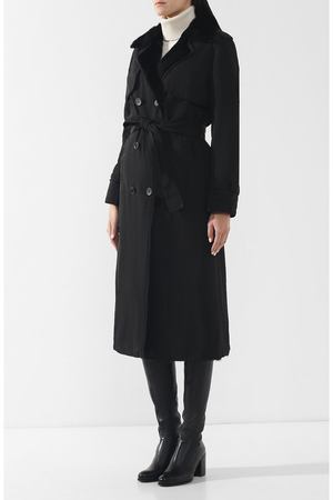 Двубортное пальто с подкладкой из меха норки Yves Salomon Yves Salomon 9WYM39620NYVC купить с доставкой