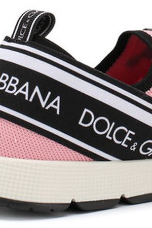 Текстильные кроссовки без шнуровки с декором Dolce & Gabbana Dolce & Gabbana D10723/AZ216/37-39 купить с доставкой