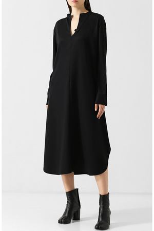 Однотонное шерстяное платье-миди свободного кроя Yohji Yamamoto Yohji Yamamoto YI-D81-141 вариант 2 купить с доставкой