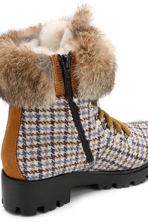 Текстильные ботинки на шнуровке с меховой отделкой Ermanno Scervino Ermanno Scervino 58087/36-41 вариант 3 купить с доставкой