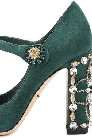 Замшевые туфли Vally на декорированном каблуке Dolce & Gabbana Dolce & Gabbana 0112/CD0630/AI884