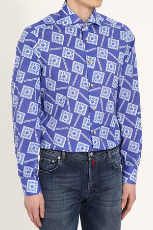 Хлопковая рубашка с принтом Kiton Kiton UCMH0625507001 купить с доставкой