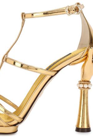 Босоножки Keira из металлизированной кожи на фигурном каблуке Dolce & Gabbana Dolce & Gabbana CR0599/AS586 купить с доставкой