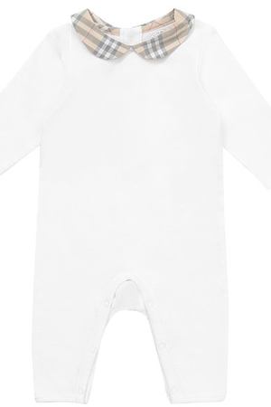 Хлопковый комплект из пижамы с нагрудником и кардигана с шапкой Burberry Burberry 4037164