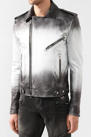 Кожаная куртка на косой молнии Balmain Balmain W8H/2855/P181 купить с доставкой