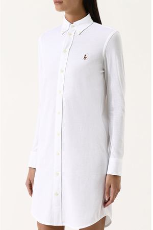 Хлопковое платье-рубашка с вышитым логотипом бренда Polo Ralph Lauren Polo Ralph Lauren 211659129 вариант 2 купить с доставкой