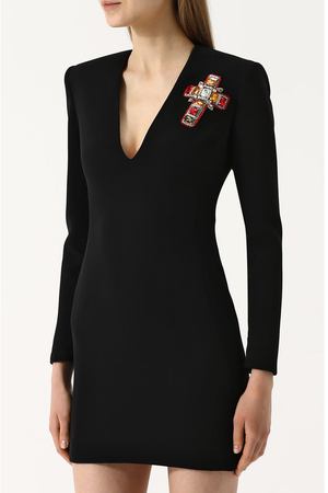 Шелковое мини-платье с контрастной отделкой и V-образным вырезом Versace Versace A79622/A217281 вариант 3