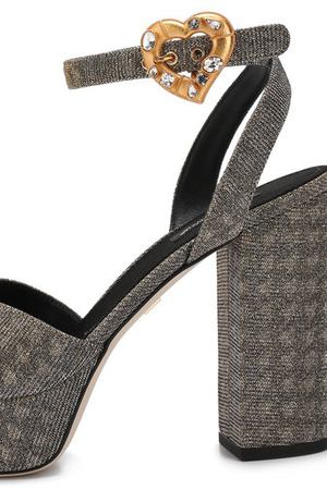 Босоножки Keira из металлизированного текстиля на устойчивом каблуке Dolce & Gabbana Dolce & Gabbana CR0567/AH930 вариант 2 купить с доставкой