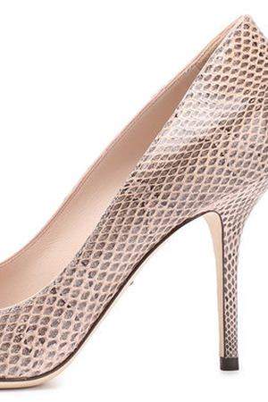 Кожаные туфли Bellucci с тиснением и брошью Dolce & Gabbana Dolce & Gabbana 0112/CD0727/AI333 купить с доставкой