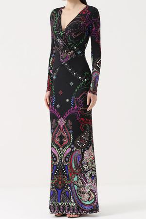 Приталенное платье-макси с ярким принтом Roberto Cavalli Roberto Cavalli FQT167/LNF65 купить с доставкой