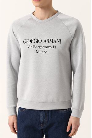 Хлопковый свитшот с аппликацией Giorgio Armani Giorgio Armani 3ZSM81/SJSXZ купить с доставкой