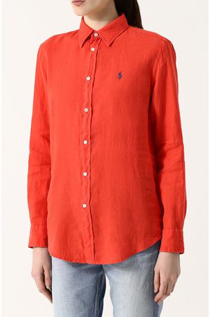 Однотонная льняная блуза свободного кроя Polo Ralph Lauren Polo Ralph Lauren 211697460 вариант 2