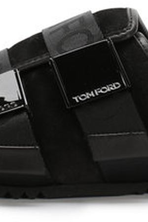 Кожаные шлепанцы с внутренней меховой отделкой Tom Ford Tom Ford J1131T-MEC купить с доставкой