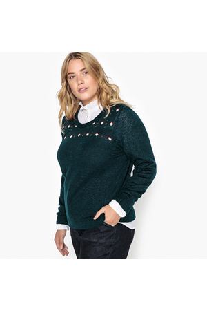 Пуловер с круглым вырезом из тонкого жаккардового трикотажа CASTALUNA 20392