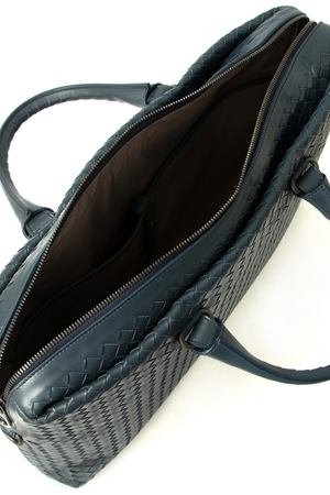 Кожаная сумка с плетением Bottega Veneta Bottega Veneta 354386 т.Синий купить с доставкой