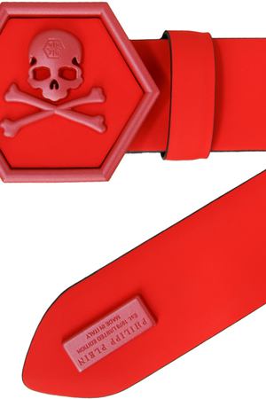 Кожаный ремень Philipp Plein Philipp Plein MVA0032 PLE008N Красный матовый купить с доставкой