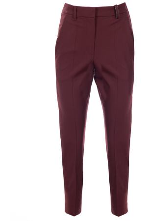 Укороченные брюки из шерсти Brunello Cucinelli MA105P6673 C9156 Бордовый
