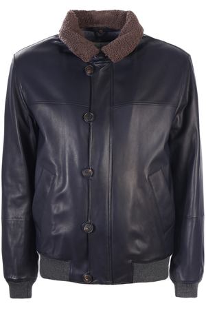 Кожаная куртка Brunello Cucinelli MPNPG1573 CZ936 Синий купить с доставкой
