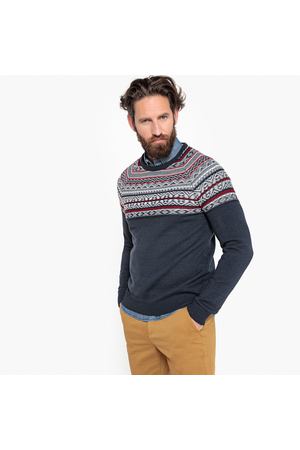 Пуловер с круглым вырезом из плотного трикотажа La Redoute Collections 20386 купить с доставкой
