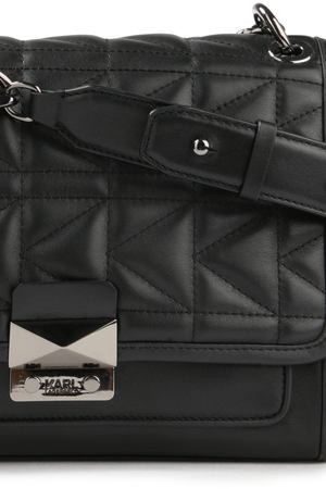 Кожаная сумка  Karl Lagerfeld Karl Lagerfeld COKW0006 Черный/стежка купить с доставкой