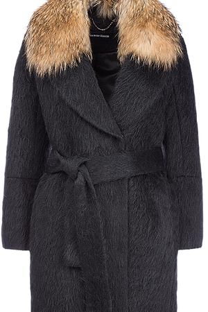 Полушерстяное пальто с отделкой мехом енота La Reine Blanche 19951