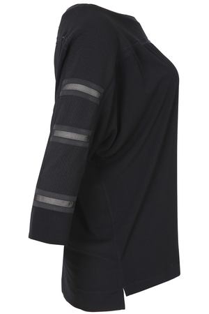 Блузка с круглым вырезом, вставкой из тюля и рукавами 3/4 Mat fashion 69094