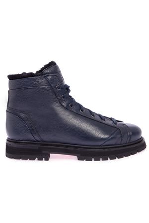 Кожаные ботинки с мехом Santoni MBSN20880 U60 Синий вариант 3 купить с доставкой