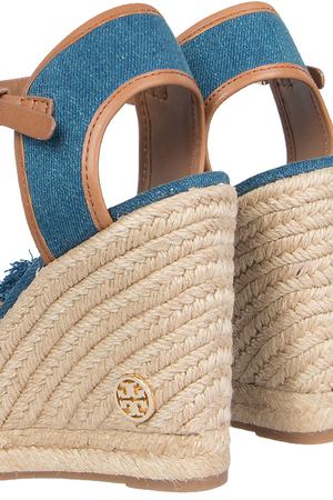 Босоножки на танкетке TORY BURCH Tory Burch 34819/плетение/танкетка/ Синий купить с доставкой